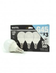 Bombilla led esferica 3 uds. E27 5w fria