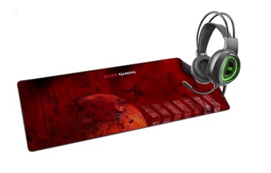 Pack Teclado + ratón + auriculares + alfombrilla MARS GAMING BUNDLE con conexión USB.