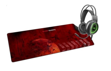 Pack Teclado + ratón + auriculares + alfombrilla MARS GAMING BUNDLE con conexión USB.