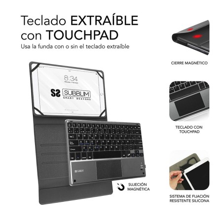 FUNDA CON TECLADO KEYTAB PRO BLUETOOTH® 10.1″-10.8″ TOUCHPAD NEGRO