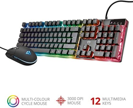 PACK Teclado + ratón TRUST GXT838 AZOR GAMING RGB