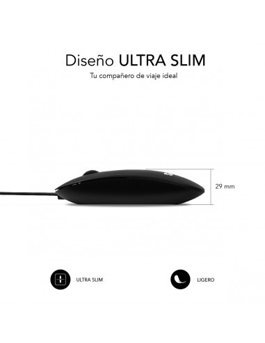 RATÓN SUBBLIM WIRED FLAT USB NEGRO