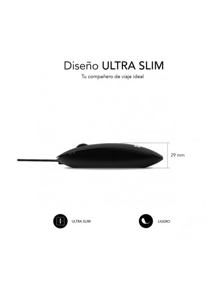 RATÓN SUBBLIM WIRED FLAT USB NEGRO