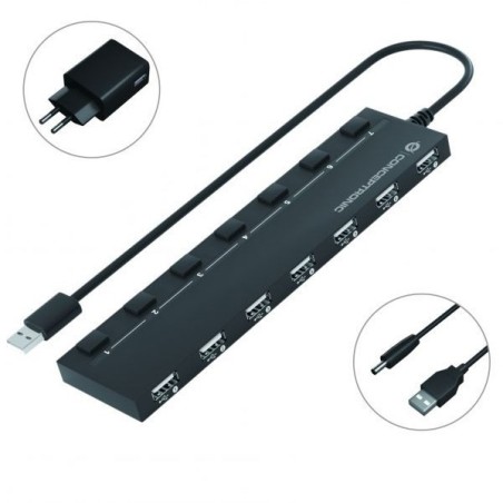 HUB USB CONCEPTRON 7 PUERTOS + INTERRUPTOR USB 2.0