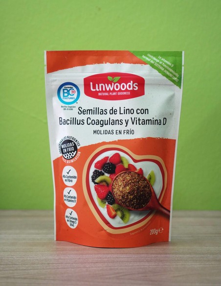 Semillas Lino, bacillus C y Vit. D Linwood 200gr Molidas en frío